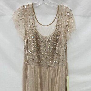 Adrianna Papell full length Womens ivory Beaded Dress
